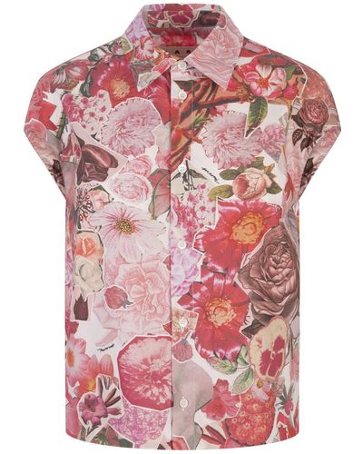 Marni Sleeveless Shirt With Flower Requiem Print - Pink