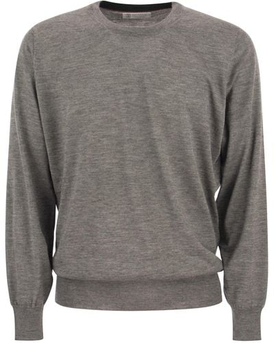 Brunello Cucinelli Lightweight Cashmere And Silk Crew-Neck Sweater - Gray