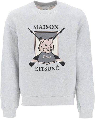 Maison Kitsuné College Fox Print Sweatshirt - Gray