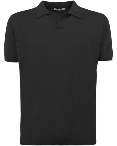 Kangra Silk And Cotton Shaved Polo Shirt - Black