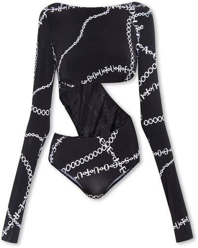 Versace Jeans Couture Bodysuit With Logo - Black
