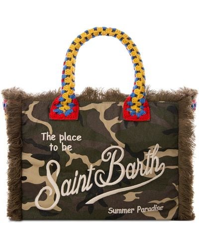 Mc2 Saint Barth Vanity Canvas Shoulder Bag With Camouflage Print - Green