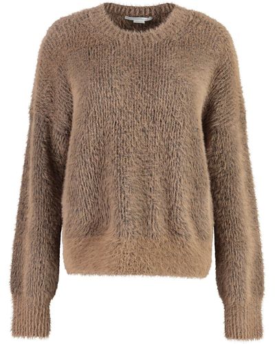 Stella McCartney Fluffy Long Sleeve Crew-neck Sweater - Brown