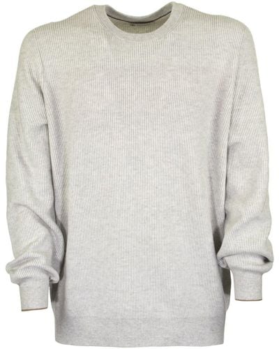Brunello Cucinelli Cashmere Sweater Round Neck - White