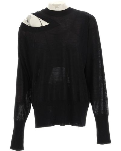 Stella McCartney Cut Out-Detail Crewneck Knitted Top - Black