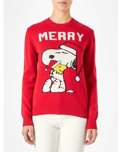 Mc2 Saint Barth Sweater With Snoopy Print Snoopy Peanuts Special Edition - Red