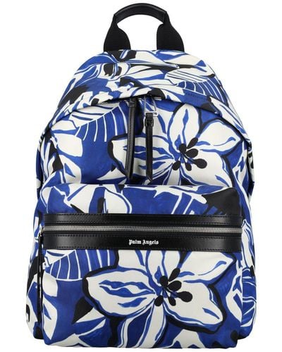 Palm Angels Macro Hibiscus Backpack - Blue
