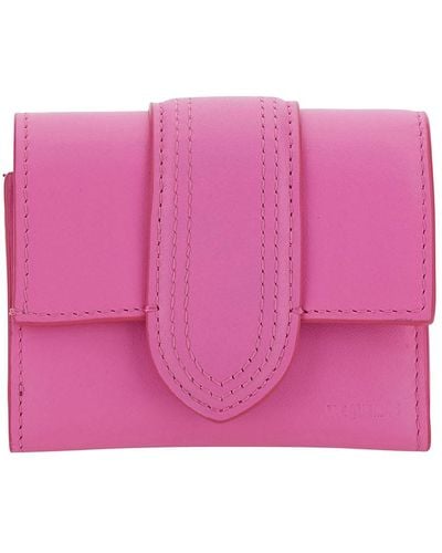 Jacquemus 'le Compact Bambino' Pink Wallet With Magnetic Closure In Leather Woman