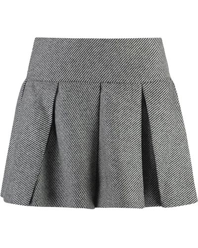 Patou Pleated Knitted Skirt - Gray