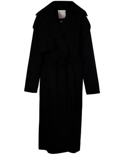 Sportmax Belted Long-sleeved Coat - Black