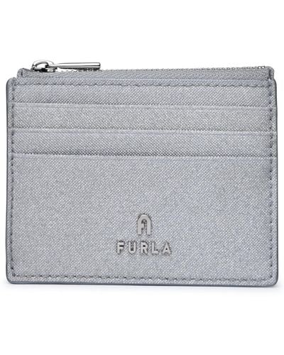 Furla Camelia Silver Cotton Blend Card Holder - Gray