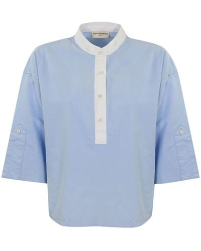Roy Rogers Mandarin Collar Shirt - Blue