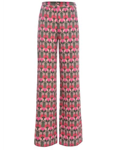 Pinko Flare Flower Liberty Trousers - Red