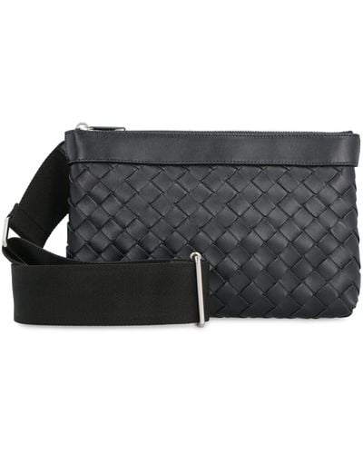 Bottega Veneta Classic Duo Leather Crossbody Bag - Gray