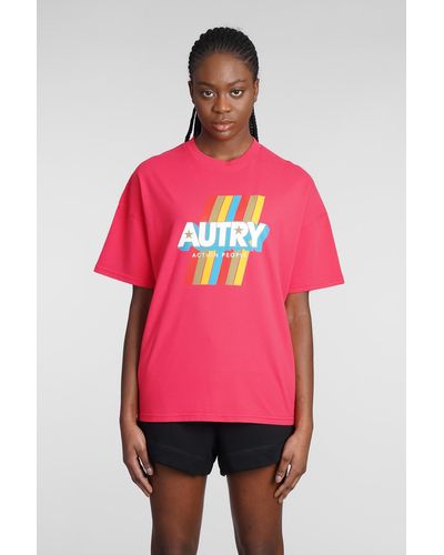 Autry T-shirt In Fuxia Cotton - Red