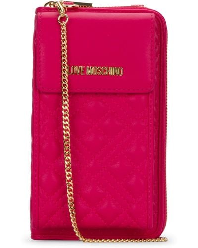 Love Moschino Logo Plaque Chained Wallet - Pink