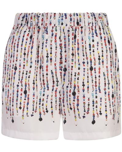 MSGM Shorts With Multicolour Bead Print - White
