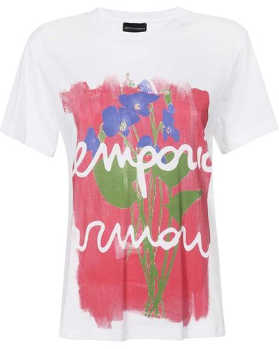 Emporio Armani Printed Cotton T-shirt - Pink