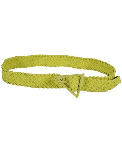 Bottega Veneta Triangle Buckled Intreccio Belt - Yellow