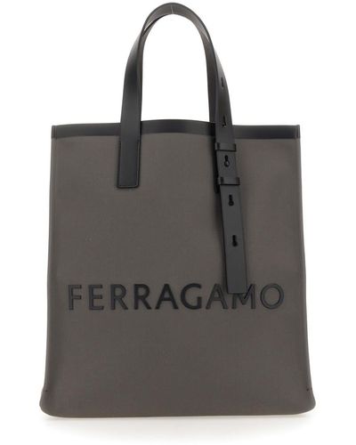 Ferragamo Tote Bag With Logo - Black