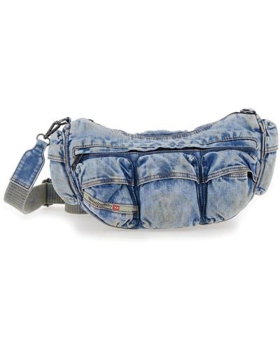 DIESEL Patch-pocket Denim Shoulder Bag - Blue
