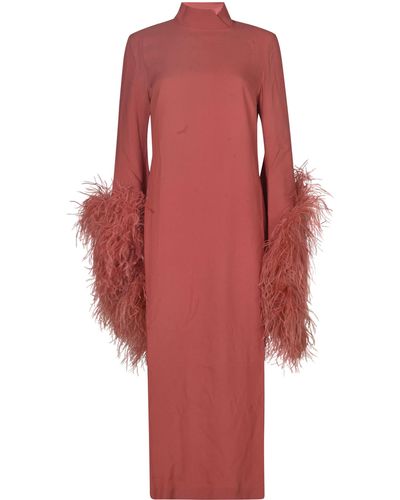 ‎Taller Marmo Fringed Cuff Long Dress - Red