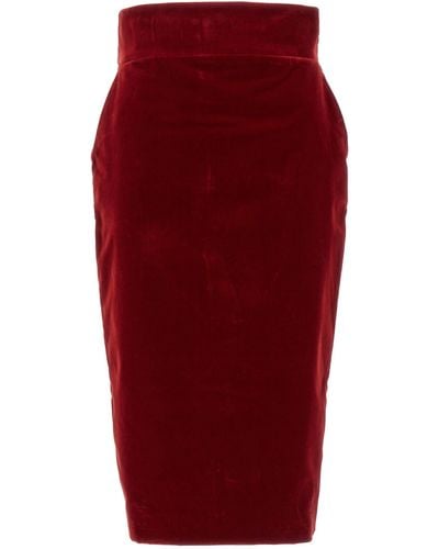 Alexandre Vauthier Velvet Midi Skirt Skirts - Red