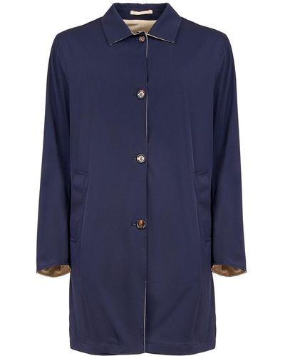 KIRED Reversible Buttoned Plain Coat - Blue