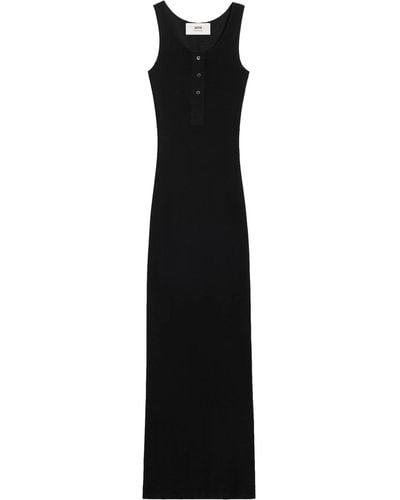 Ami Paris Long Tank Top Dress - Black