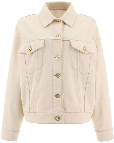Brunello Cucinelli Denim Jacket With Pockets - Natural