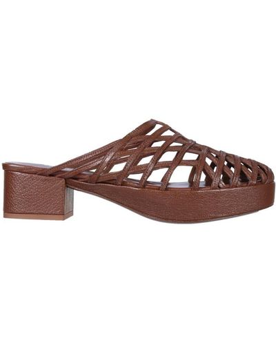 BY FAR Leather Sabot - Brown