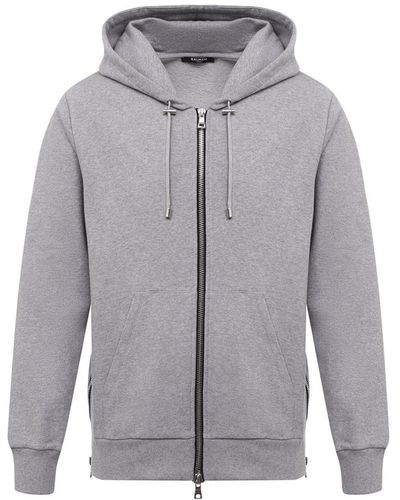 Balmain Logo Hooded Sweatshirt - Grey