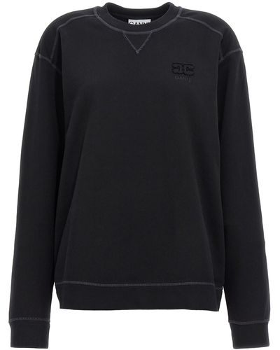 Ganni Organic Cotton Crewneck Sweatshirt - Black