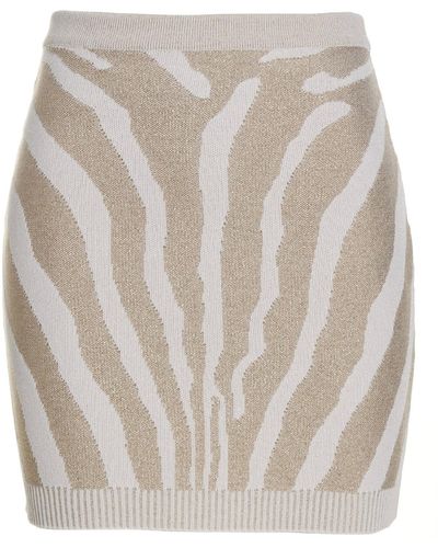 Balmain Zebra Miniskirt - White
