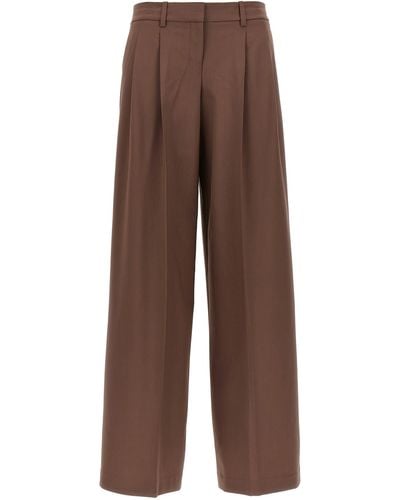 Theory Low Rise Pleated Trousers - Brown