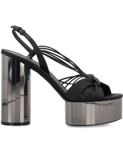 Ferragamo Platform Sandal With Mirrored Heel - Black