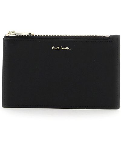 Paul Smith Signature Stripe Leather Card Holder - Black