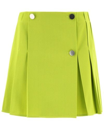 Bottega Veneta High Waist Pleated Mini Skirt - Green