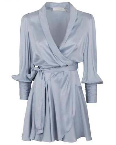 Zimmermann Silk Wrap Mini Dress - Blue