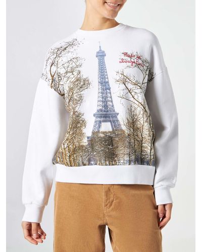 Mc2 Saint Barth Fleece Sweatshirt With Paris Postcard Print - Grey