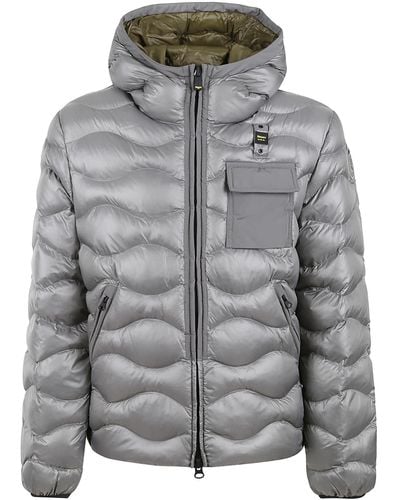 Blauer Patched Pocket Quilted Puffer Jacket - Gray
