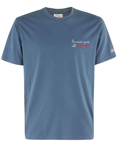 Mc2 Saint Barth T Shirt With Embroidery - Blue
