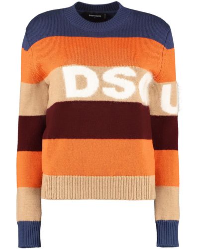 DSquared² Striped Wool Pullover - Orange