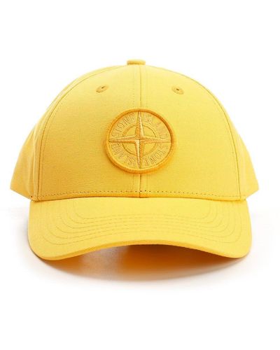 Stone Island Logo Embroidered Baseball Cap - Yellow