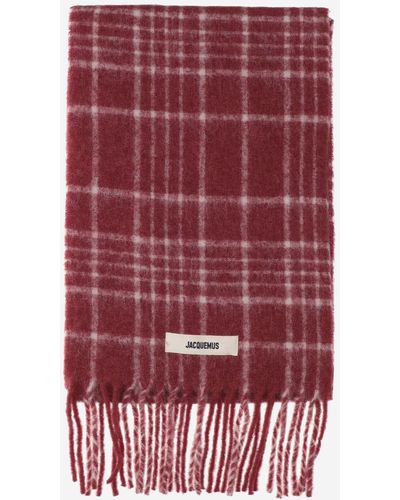 Jacquemus Wool Blend Scarf With Logo - Red