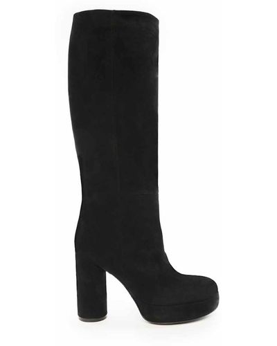 Vic Matié Ducky High Suede Boots With Platform - Black
