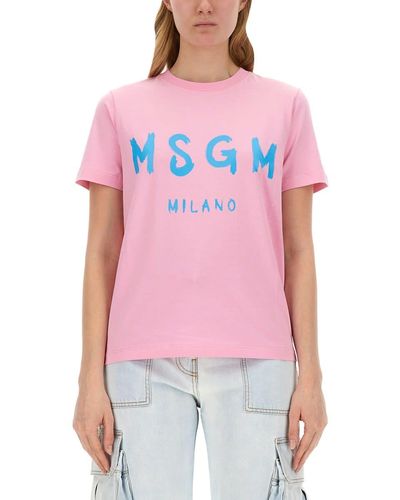 MSGM T-Shirt With Logo - Red
