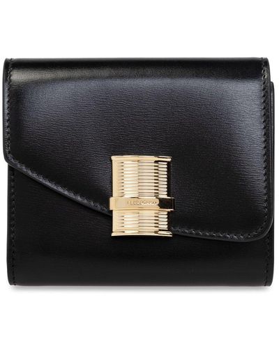 Ferragamo Fiamma Compact Wallet - Black