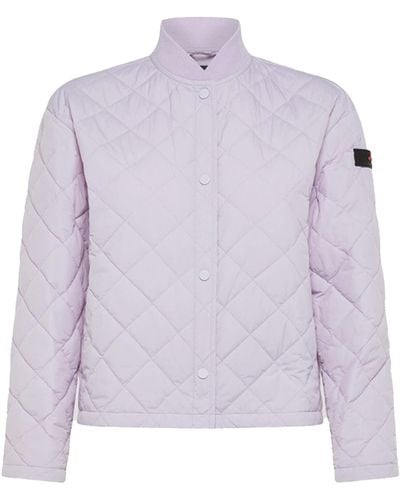 Peuterey Lilac Quilted Down Jacket With Buttons - Purple