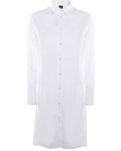 Fay Stretch Cotton Poplin Shirt Dress - White